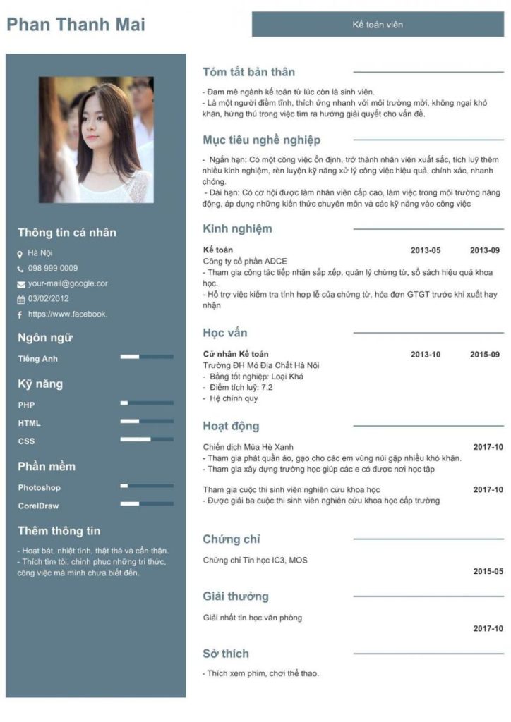 Mẫu CV online