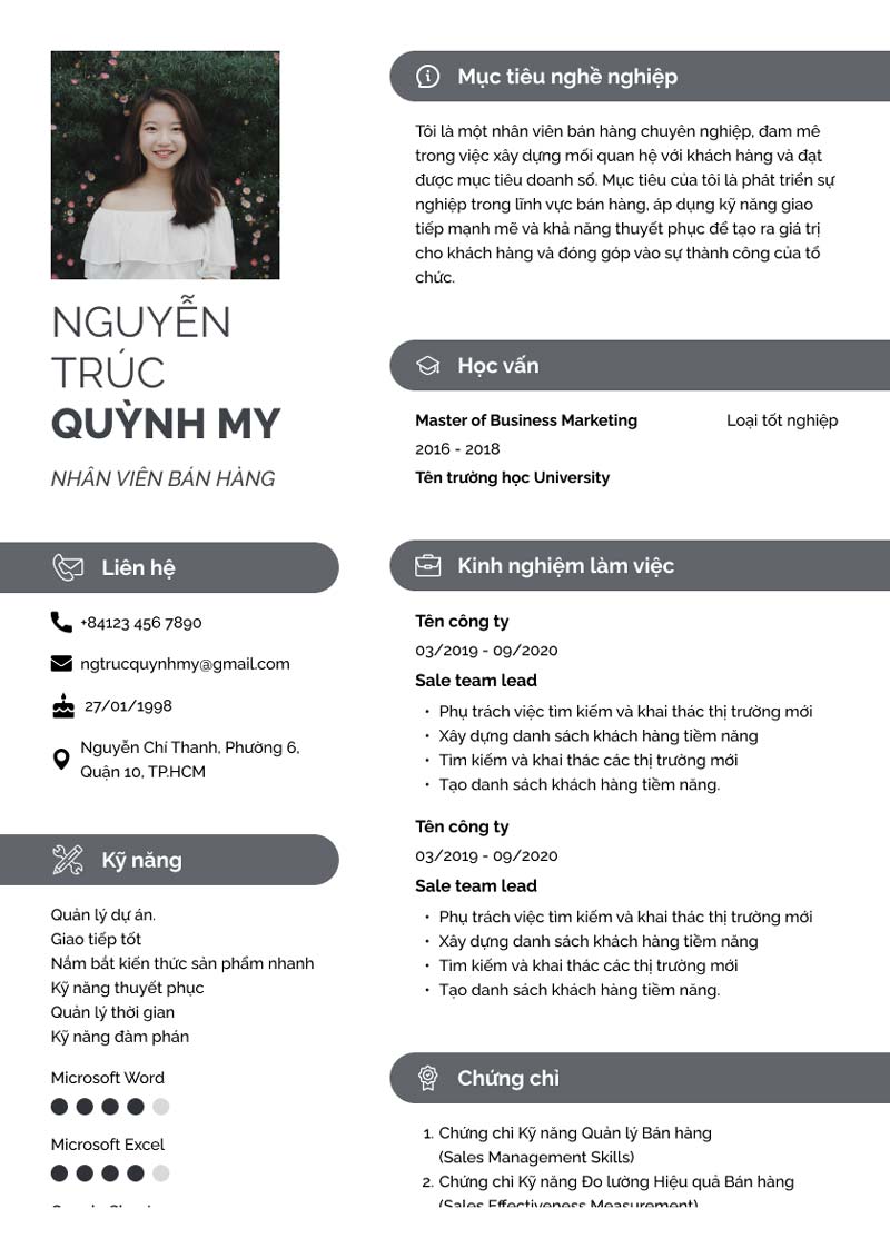 Mẫu CV online