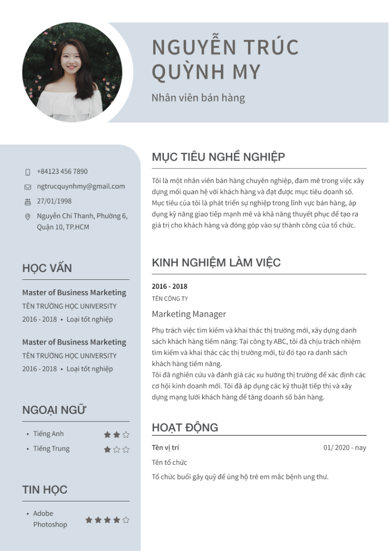 Mẫu CV online