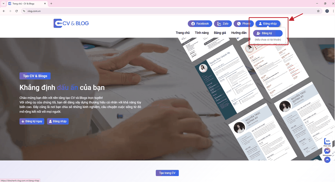 Hướng dẫn tạo Website Blog miễn phí cùng CV & Blog