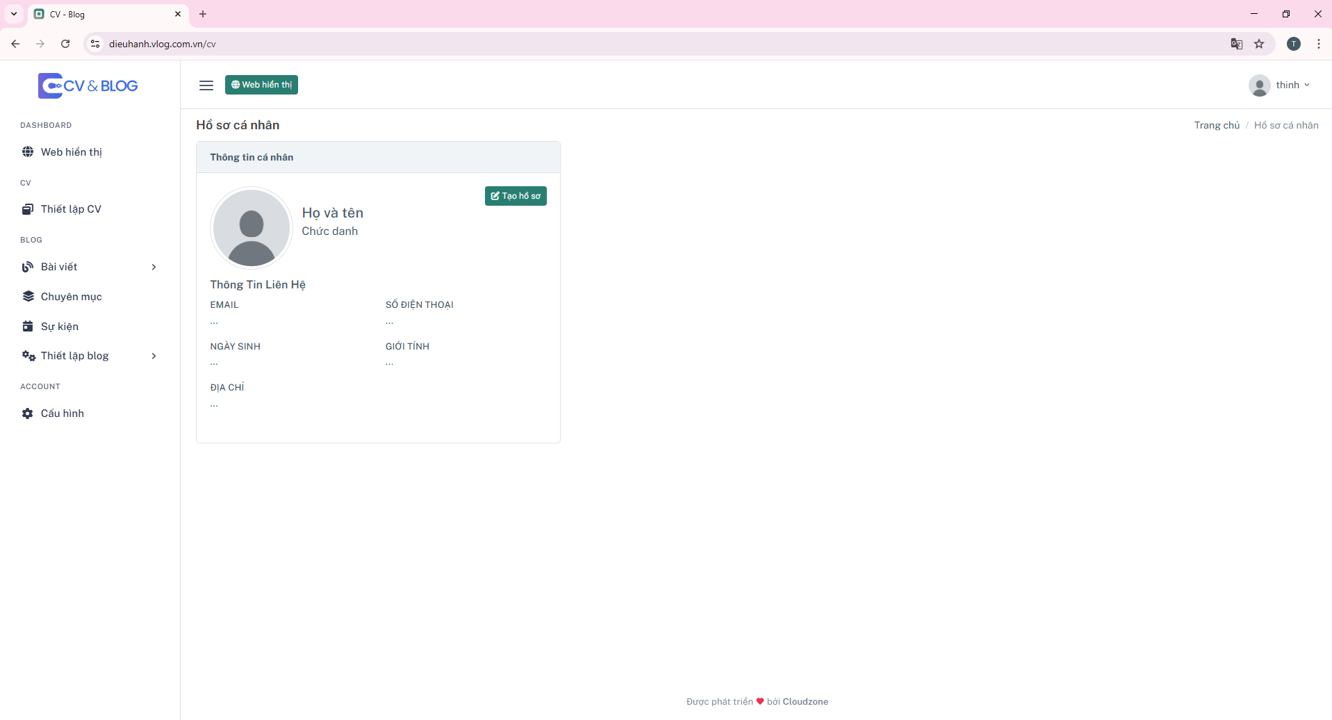 Hướng dẫn tạo Website Blog miễn phí cùng CV & Blog