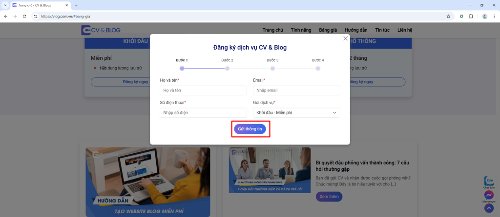 Hướng Dẫn Đăng Ký & Đăng Nhập CV Online và Blog | CV & Blog