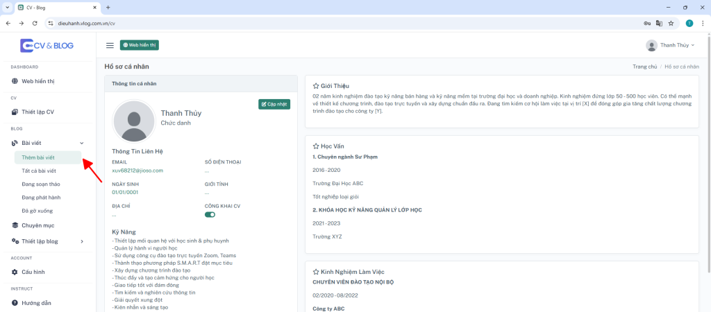 Hướng dẫn xây dựng website Blog | CV & Blog